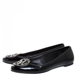 Pre Owned Tory Burch Black Patent Leather Luisa Micro Ballet Flats Size 36