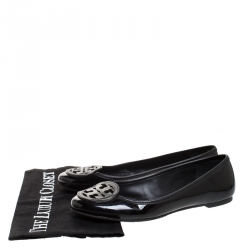 Pre Owned Tory Burch Black Patent Leather Luisa Micro Ballet Flats Size 36