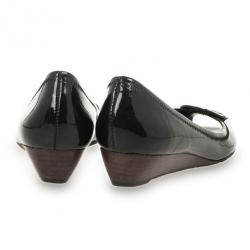 Pre Owned Tory Burch Black Patent Peep Toe Carol Mini Wedges Size 38Size 38