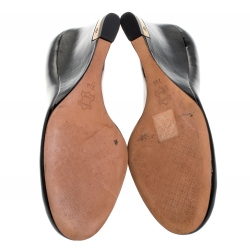 مملوكة مسبقًا Tory Burch Black Patent Leather Wedge Pumps Size 37