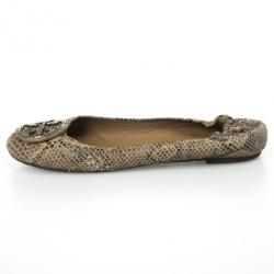 Pre Owned Tory Burch Python Embossed Reva Ballet Flats Size 39.5