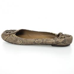 Pre Owned Tory Burch Python Embossed Reva Ballet Flats Size 39.5