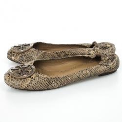 Pre Owned Tory Burch Python Embossed Reva Ballet Flats Size 39.5