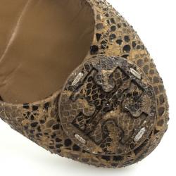 Pre Owned Tory Burch Python Embossed Reva Ballet Flats Size 39.5