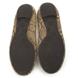 Pre Owned Tory Burch Python Embossed Reva Ballet Flats Size 39.5