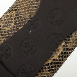 Pre Owned Tory Burch Python Embossed Reva Ballet Flats Size 39.5