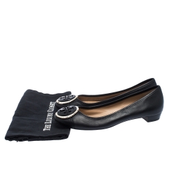 Pre Owned Tory Burch Black Leather Ballet Flats Size 38