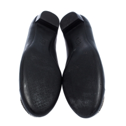 Pre Owned Tory Burch Black Leather Ballet Flats Size 38