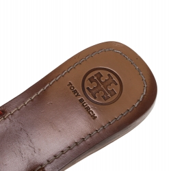 Pre Owned Tory Burch Red Leather Moore Flat Thong Sandals Size 38