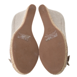 Pre Owned حذاء كعب عالي توري برش جاكي غليتر بيج إسبادريل بفيونكة كعب روكي مقاس 36