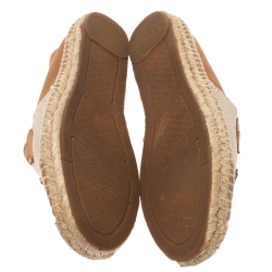 Pre Owned Tory Burch 2 Tone Canvas Espadrilles Flats Size 39