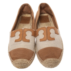 Pre Owned Tory Burch 2 Tone Canvas Espadrilles Flats Size 39