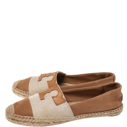 Pre Owned Tory Burch 2 Tone Canvas Espadrilles Flats Size 39