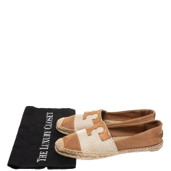 Pre Owned Tory Burch 2 Tone Canvas Espadrilles Flats Size 39