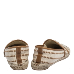 Pre Owned حذاء إسبادريل فلات توري برش كانفاس بني/بيج مقدمة منفصلة بالشعار مقاس 38.5