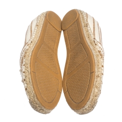 Pre Owned حذاء إسبادريل فلات توري برش كانفاس بني/بيج مقدمة منفصلة بالشعار مقاس 38.5