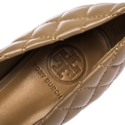 مملوكة مسبقًا Tory Burch Beige Quilted Leather Kaitlin Cap Toe Pumps Size 38