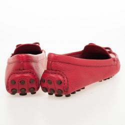 Pre Owned Tory Burch Red Leather 'Ludlow' Drivers Size 38
