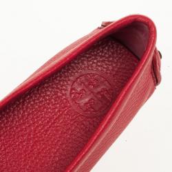 Pre Owned Tory Burch Red Leather 'Ludlow' Drivers Size 38