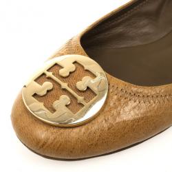 Pre Owned Tory Burch Beige Leather Reva Ballet Flats Size 40