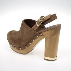 Pre Owned Tory Burch Brown Suede Brayden Slingback Clogs Size 39.5
