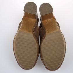 Pre Owned Tory Burch Brown Suede Brayden Slingback Clogs Size 39.5