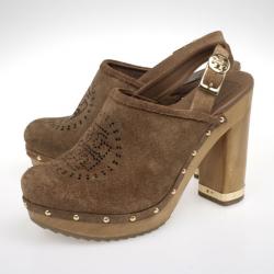 Pre Owned Tory Burch Brown Suede Brayden Slingback Clogs Size 39.5