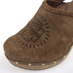 Pre Owned Tory Burch Brown Suede Brayden Slingback Clogs Size 39.5