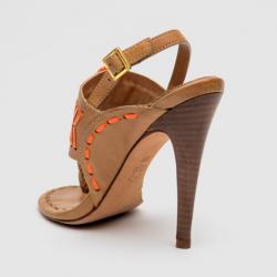 Pre Owned Tory Burch Brown Leather Tanya Sandals Size 35.5