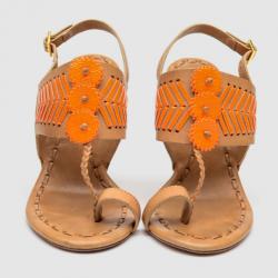 Pre Owned Tory Burch Brown Leather Tanya Sandals Size 35.5