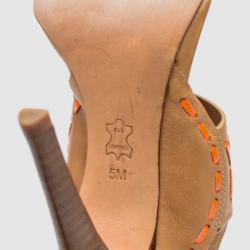 Pre Owned Tory Burch Brown Leather Tanya Sandals Size 35.5