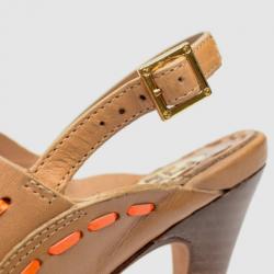 Pre Owned Tory Burch Brown Leather Tanya Sandals Size 35.5