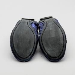 Pre Owned Tory Burch Dark Blue 'Eddie' Glitter Ballerinas Size 40.5