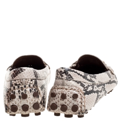 مملوكة مسبقًا Tory Burch Beige/Brown Python Effect Leather Kendrick Driving Loafers Size 36