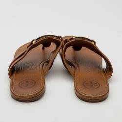 Pre Owned Tory Burch Brown Leather Sandals Size 40