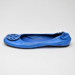 Pre Owned Tory Burch Electric Blue Patent Reva Flats Size 40