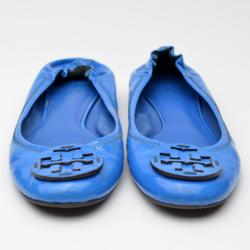 Pre Owned Tory Burch Electric Blue Patent Reva Flats Size 40