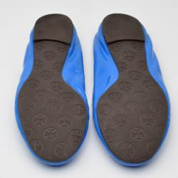 Pre Owned Tory Burch Electric Blue Patent Reva Flats Size 40