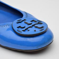 Pre Owned Tory Burch Electric Blue Patent Reva Flats Size 40