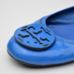 Pre Owned Tory Burch Electric Blue Patent Reva Flats Size 40