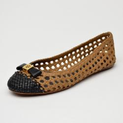 مملوكة مسبقًا Tory Burch Carlyle Woven Leather Ballerinas Size 38