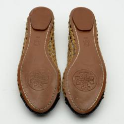 مملوكة مسبقًا Tory Burch Carlyle Woven Leather Ballerinas Size 38