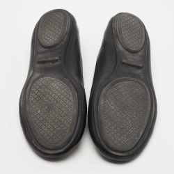 Pre Owned Tory Burch Black Leather Minnie Travel Ballet Flats Size 39.5
