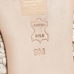 Pre Owned Tory Burch White/Yellow Woven Leather Reva Ballet Flats Size 39