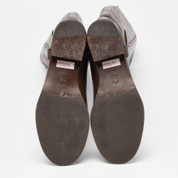 Pre Owned Tory Burch Brown Leather Mid Calf Boots Size 37