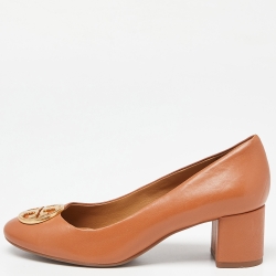 Pre Owned Tory Burch Brown Leather Benton Pumps Size 37