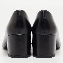 Pre Owned Tory Burch Black Leather Janey Block Heel Pumps Size 38.5