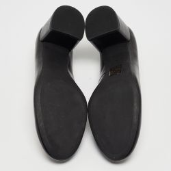 Pre Owned Tory Burch Black Leather Janey Block Heel Pumps Size 38.5