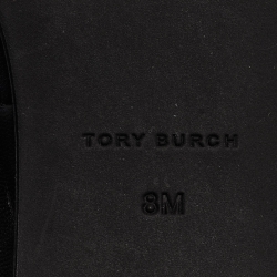 Pre Owned Tory Burch Black Leather Janey Block Heel Pumps Size 38.5