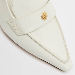 Pre Owned Tory Burch White Patent Leather Slingback Pointed Toe Pumps Size 38